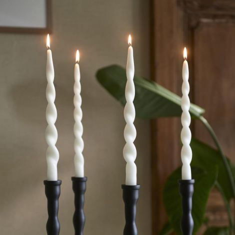 Twisted Dinner Candles off-white 4pcs