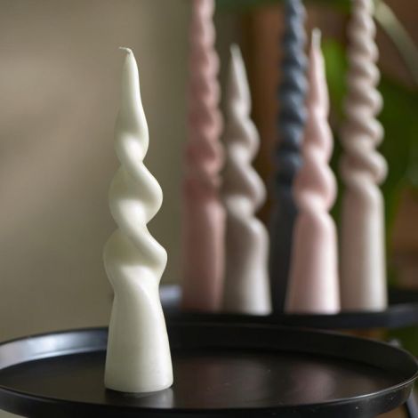 Twisted Cone Candle off-white H25