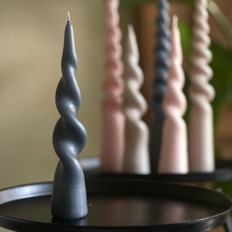 Twisted Cone Candle d.grey H25