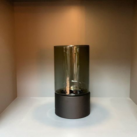 Windlicht met gerookt glas Zwart Tafelmodel 30cm